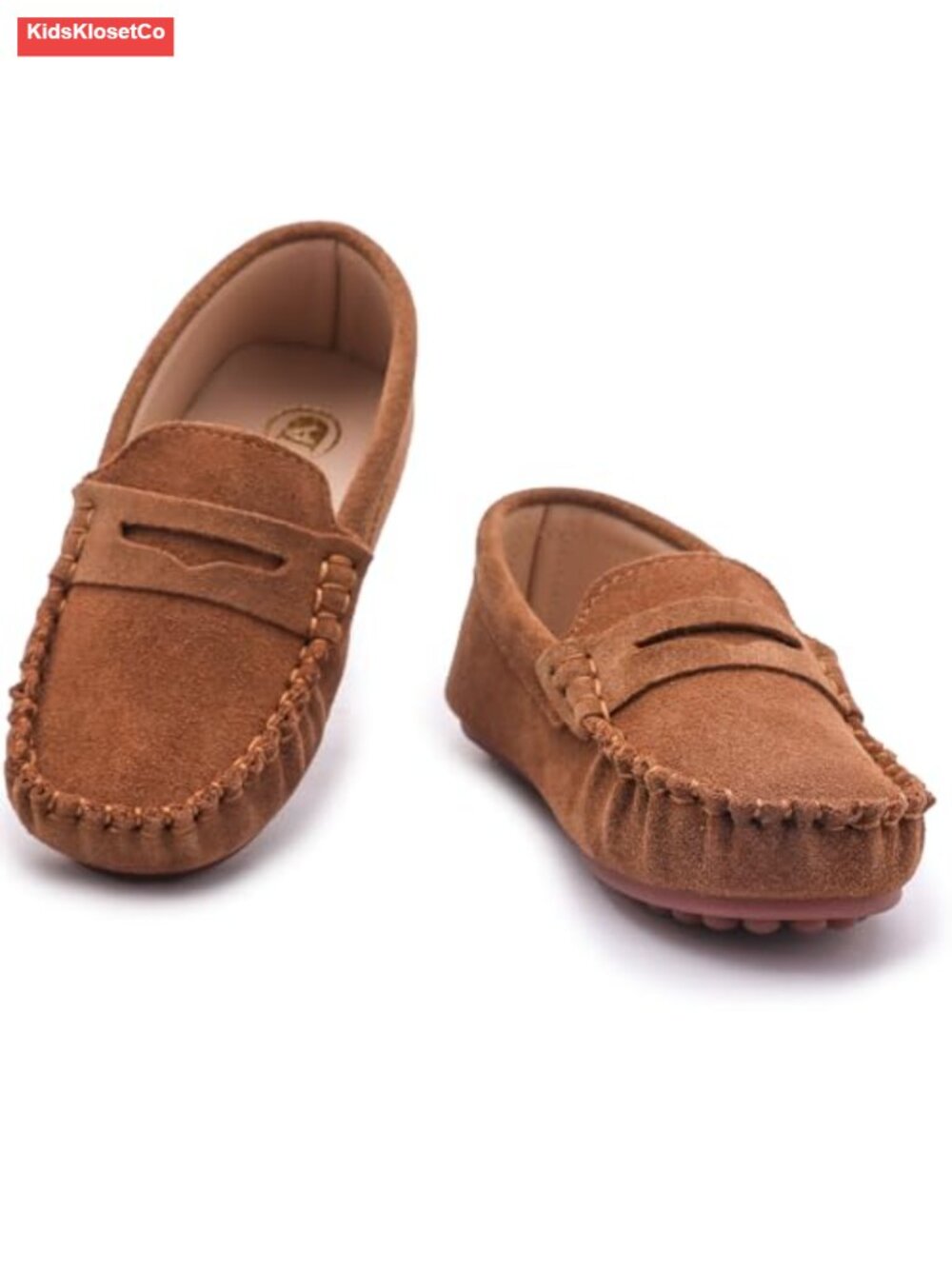 Kids Suede Penny Loafers Slip-On Dress Shoes Boys Girls Mocc Casual School
